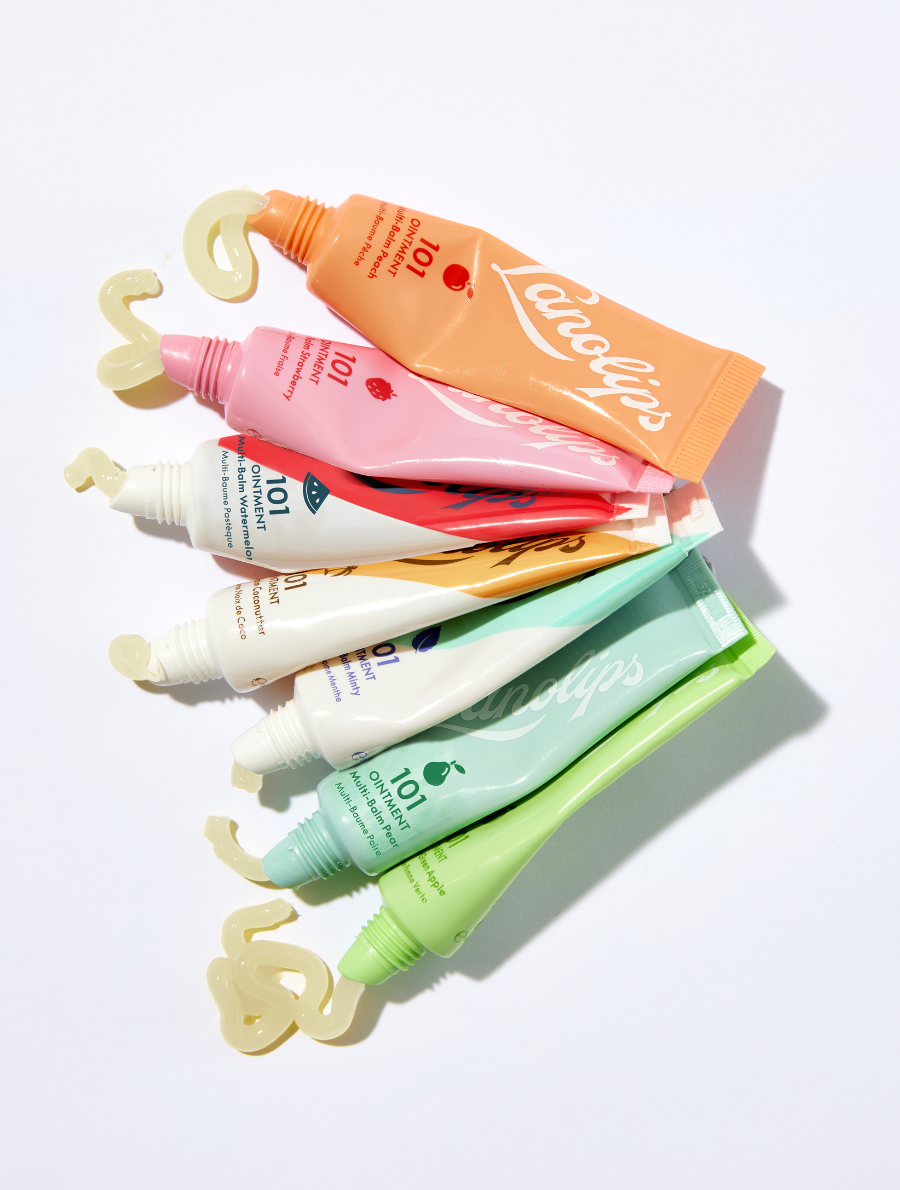 Lanolips 101 Fruities range comes in seven delicious flavours: Peach, Strawberry, Watermelon, Coconutter, Minty, Pear and Green Apple