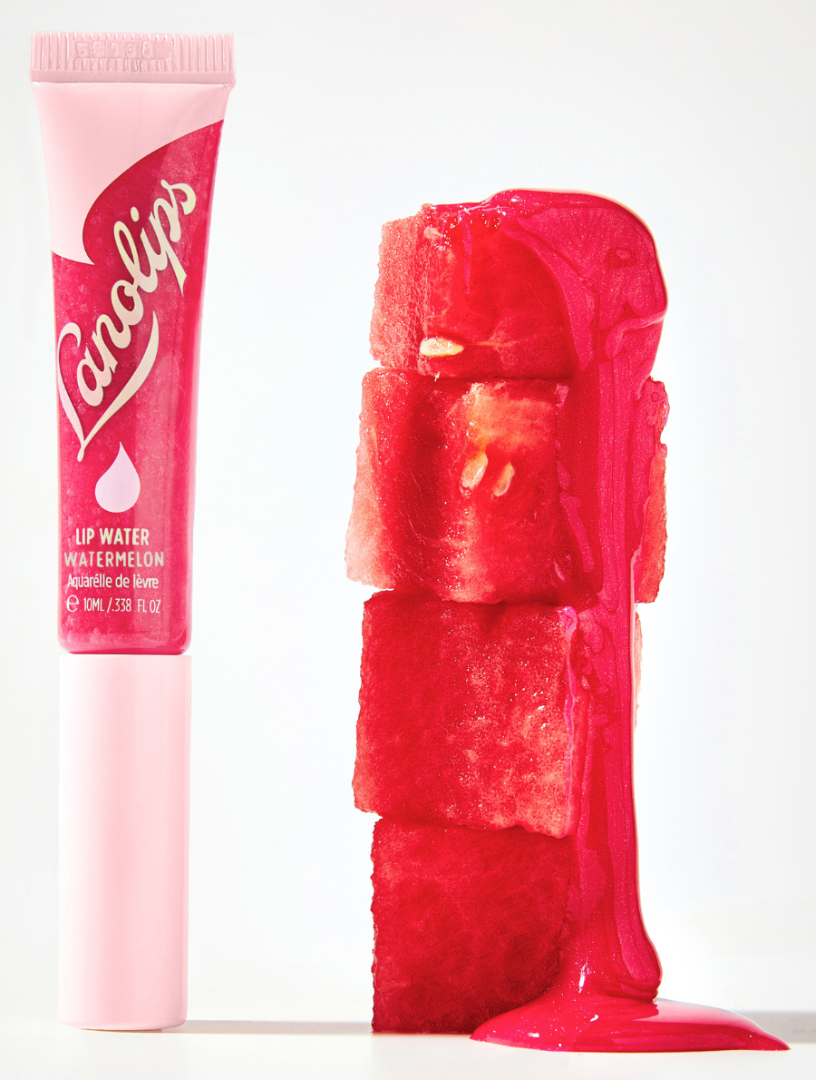 Lanolips Lip Water Watermelon It’s lightweight. It's hydrating. It's natural. Liquid lanolin & hyaluronic acid boost moisture. The glowing, holographic fruity tint looks gorgeous on everyone. (It’s basically watermelon juice for your lips)