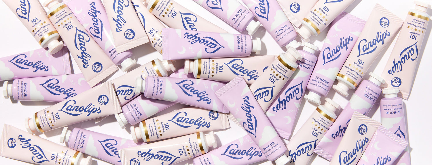 Lanolips 101 ointment multipurpose superbalm and 12 hour overnight lip mask tubes.
