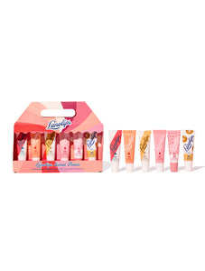 Lanolips Sweet Treats includes a mini tube of 101 Watermelon, 101 Peach, 101 Coconutter, 101 Strawberry, 101 Raspberry Shortcake and 101 Glazed Donut. Great for gifting this holiday season.