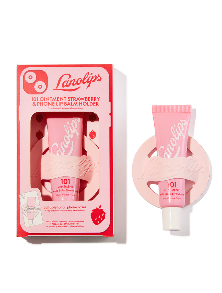 Lanolips 101 Ointment Multi Balm Strawberry & Lip Balm Phone Holder