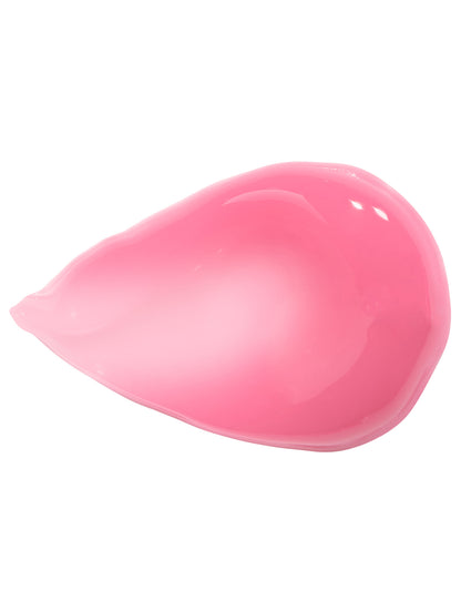Swatch shot of the Lanolips Milkshake Ceramide Balm in Strawberry Bubble, it provides a juicy strawberry glow on the lips.